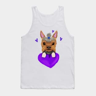 Yorkie with purple heart Tank Top